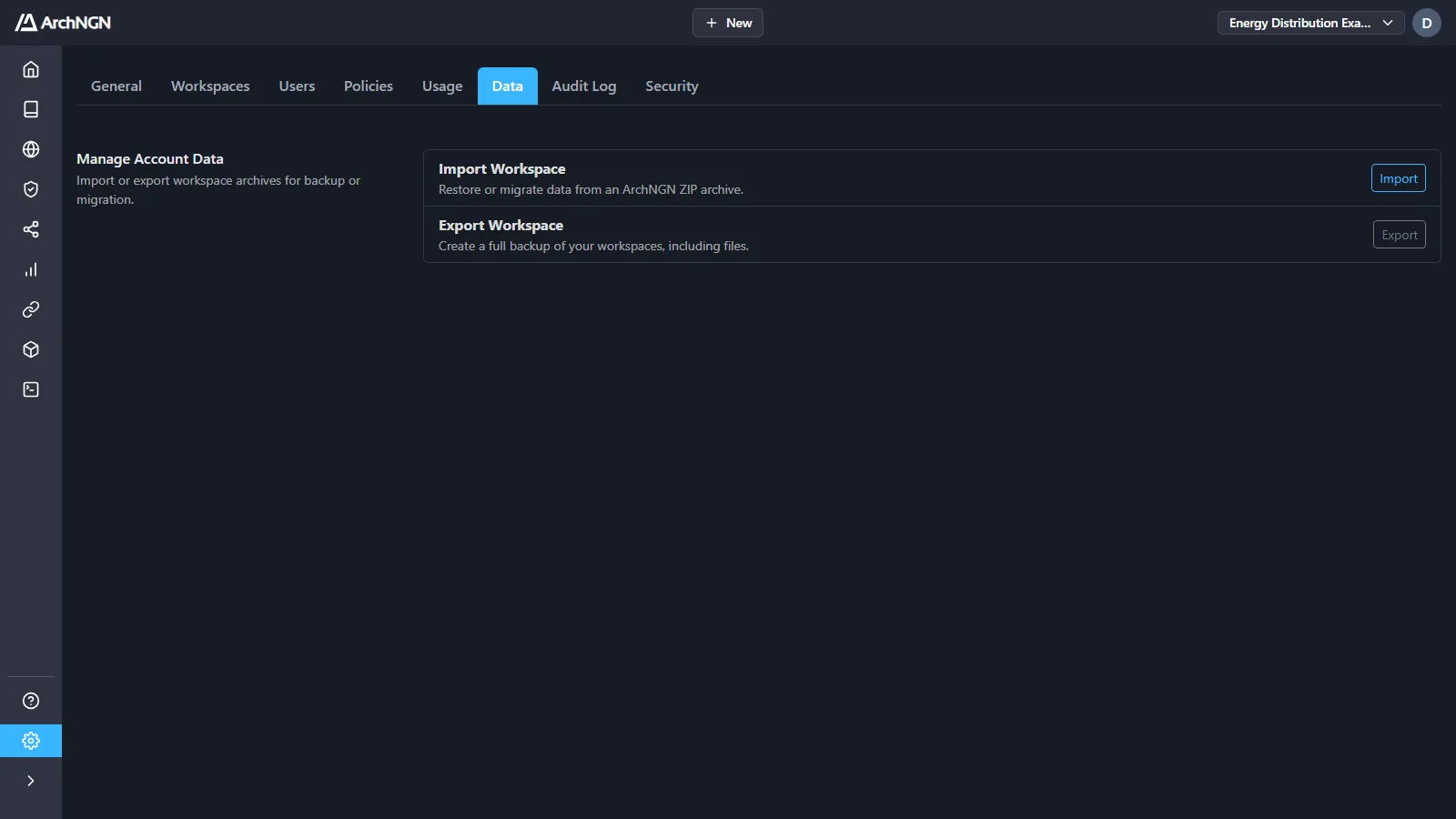 Settings → Data