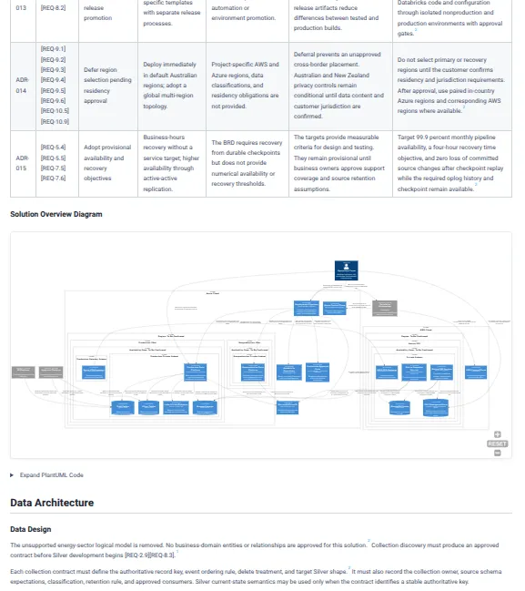 Generated design document: component design and component diagram