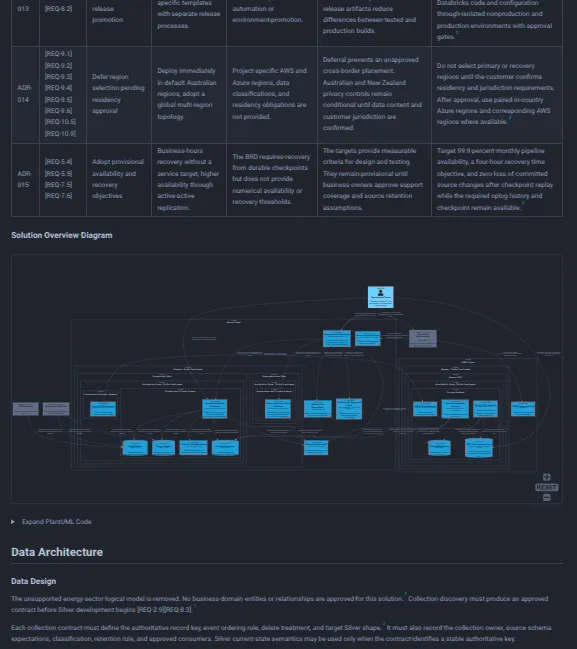 Generated design document: component design and component diagram