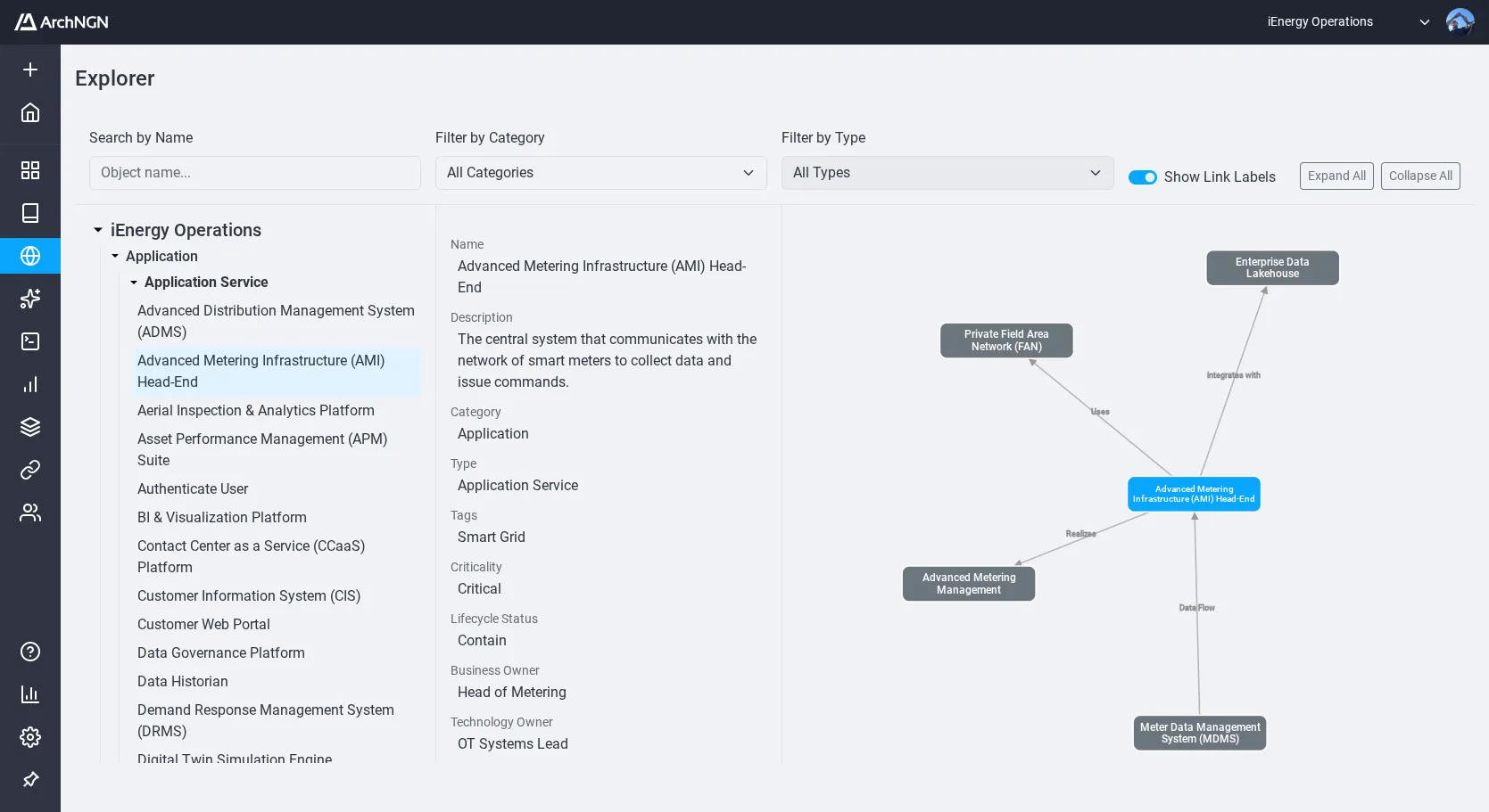 Object explorer detail view