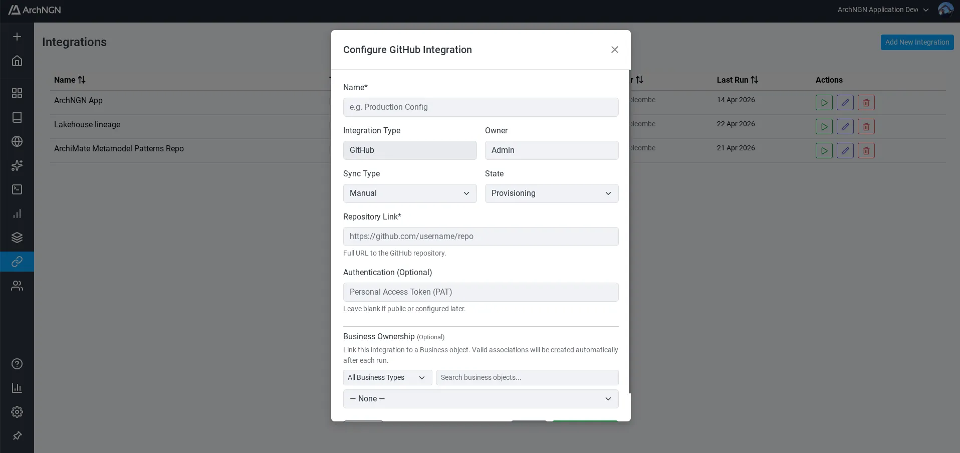 Create Github Integration
