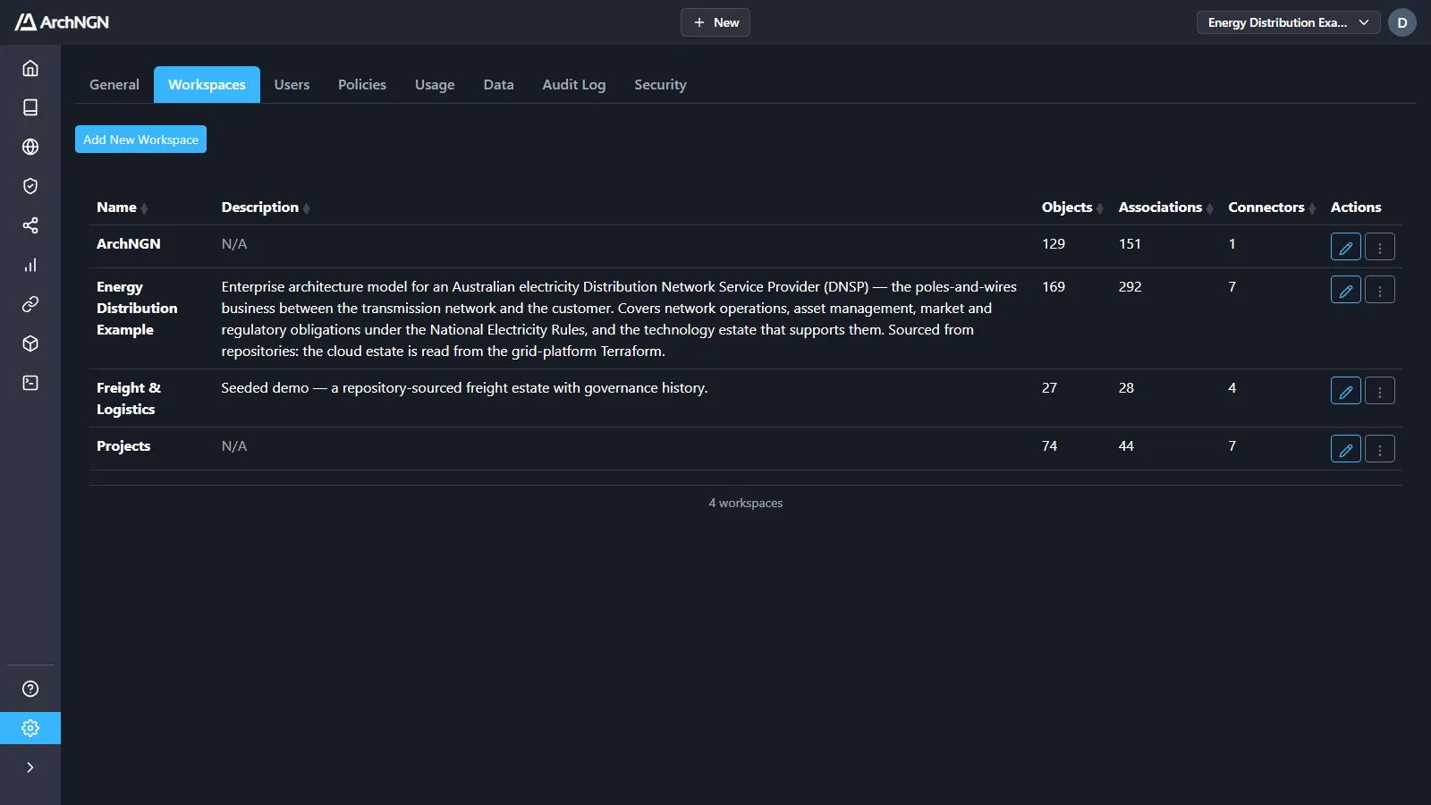 Settings → Workspaces